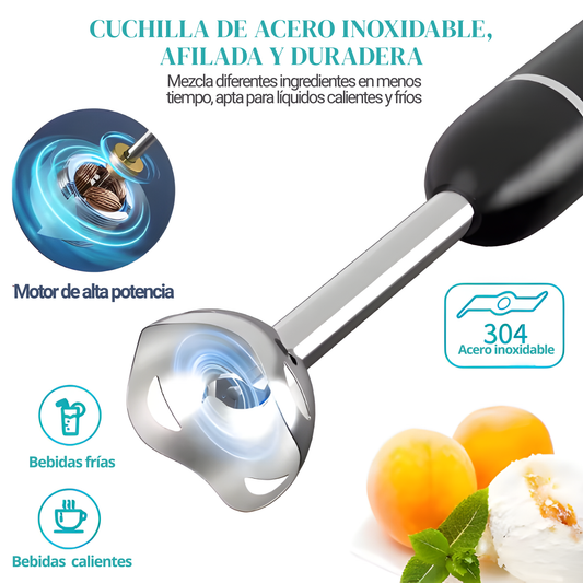 Batidora de Mano 500W Acero Inoxidable — Sopas, Batidos y Salsas en Segundos