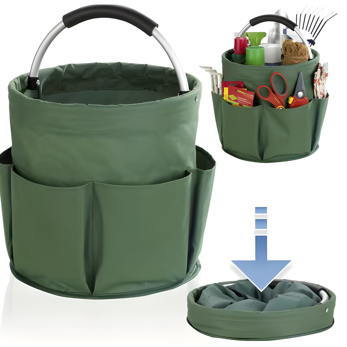 Cesta Plegable Multiusos con Asa — Para Mercado, Campo, Viaje y Hogar