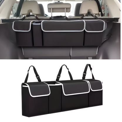 Organizador de Maletero para Auto — 4 Bolsillos, Se Cuelga del Asiento, Plegable