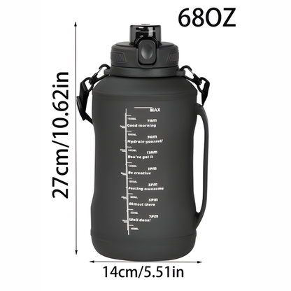 Botella de Agua Plegable 2 Litros — Silicona, Motivacional con Marcas de Tiempo, Para Deporte y Viaje