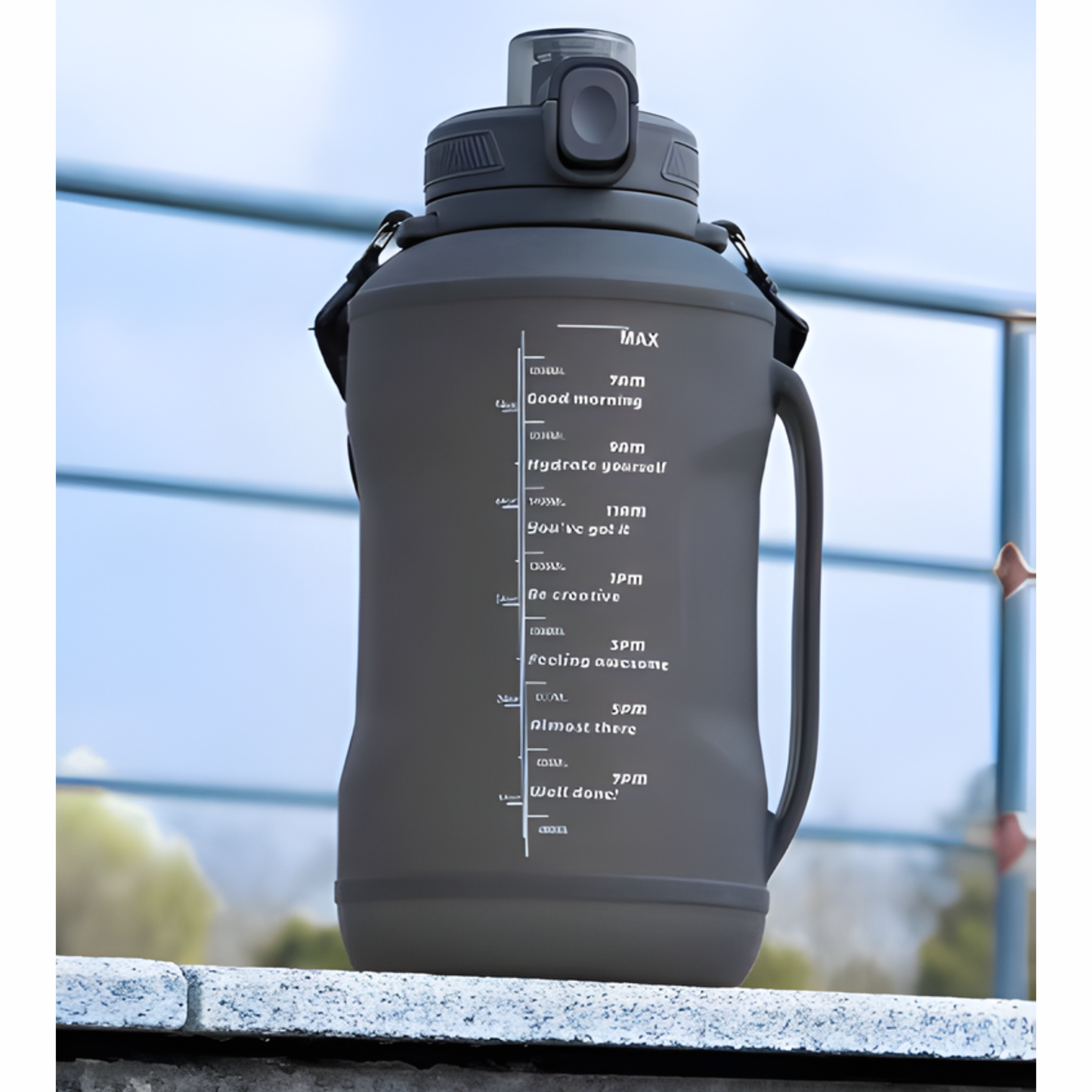 Botella de Agua Plegable 2 Litros — Silicona, Motivacional con Marcas de Tiempo, Para Deporte y Viaje