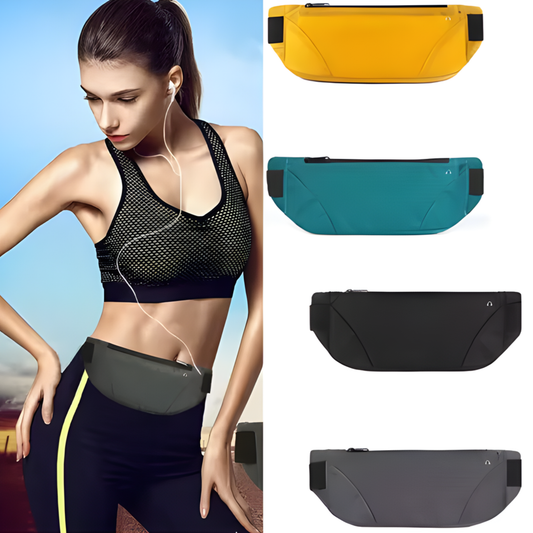 Riñonera Deportiva Ultrafina — Impermeable, con Salida para Auriculares, Para Correr y Gym