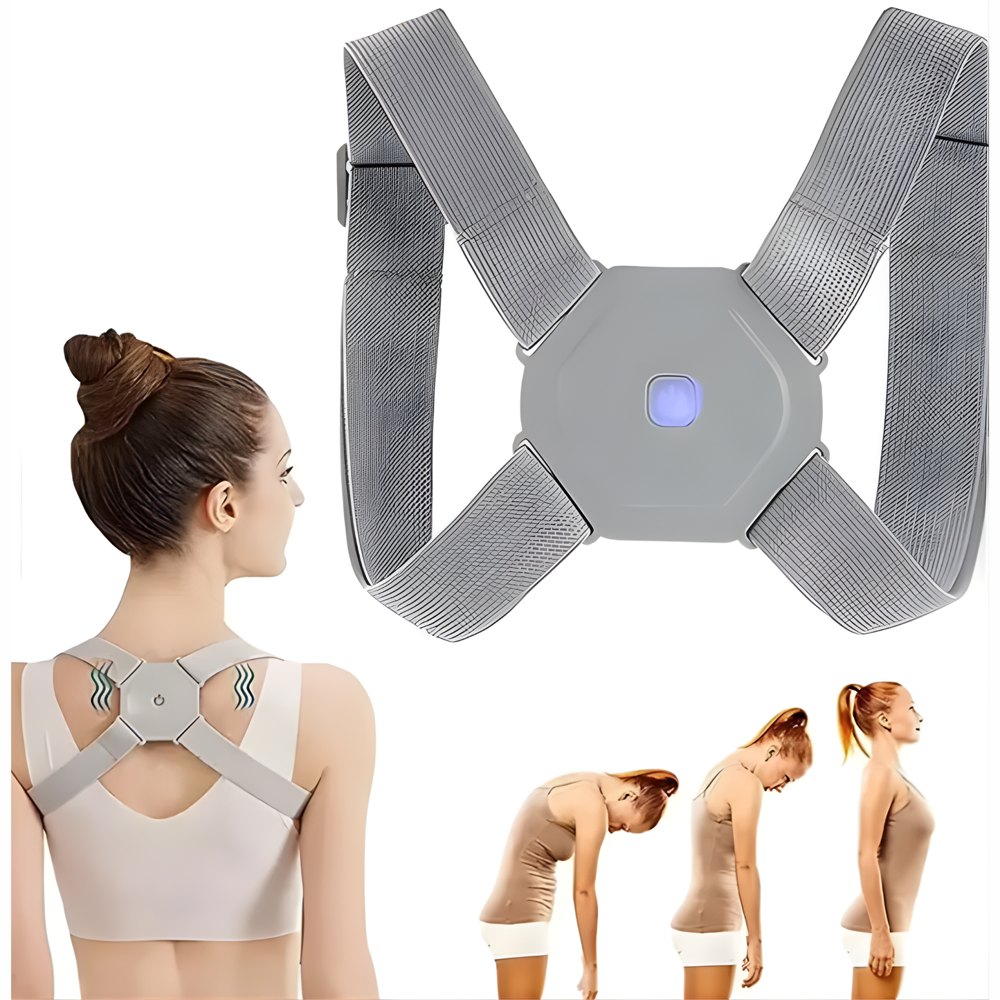 Corrector de Postura Inteligente con Vibración — Te Avisa Cuando te Encorvas, Recargable USB