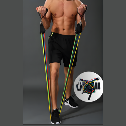 Kit Completo de Bandas de Resistencia 11 Piezas — 5 Niveles de Tensión, Para Entrenar Todo el Cuerpo en Casa