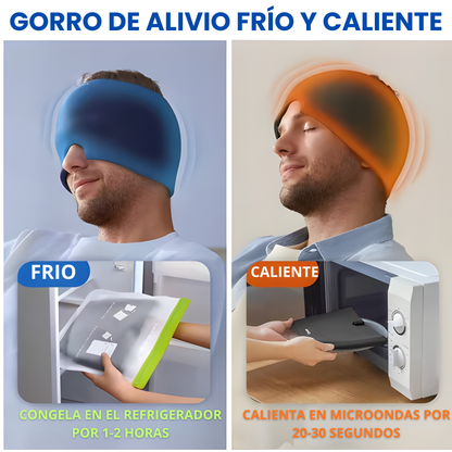 Gorro Terapéutico de Gel para Migraña y Dolor de Cabeza — Frío y Calor, Cobertura 360°