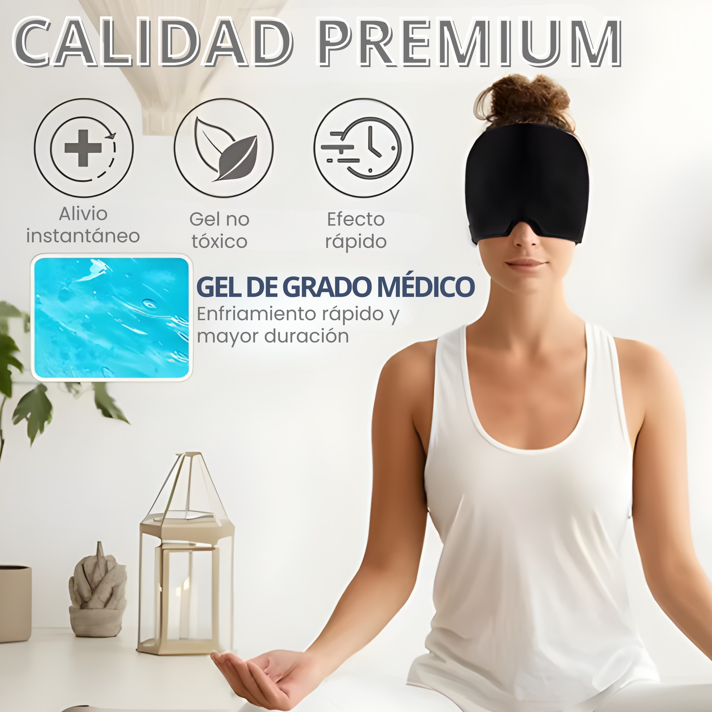 Gorro Terapéutico de Gel para Migraña y Dolor de Cabeza — Frío y Calor, Cobertura 360°