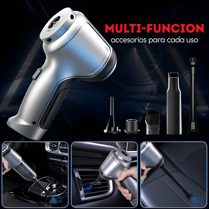 Aspiradora Portátil Inalámbrica con 4 Boquillas — Para Auto, Escritorio y Rincones, Recargable USB