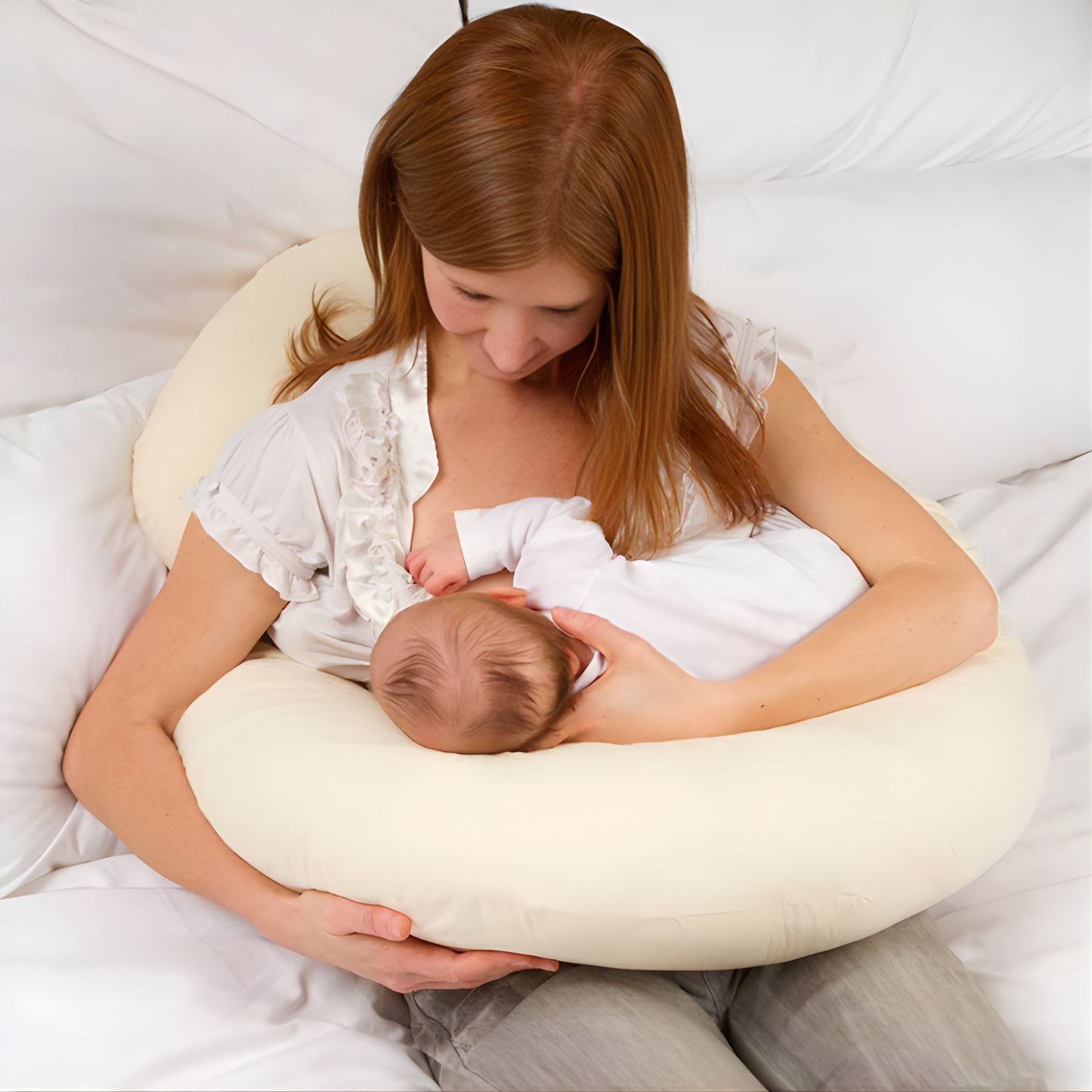Almohada Maternal Multifuncional en C — Para Embarazo, Lactancia y Nido de Bebé, Funda Lavable