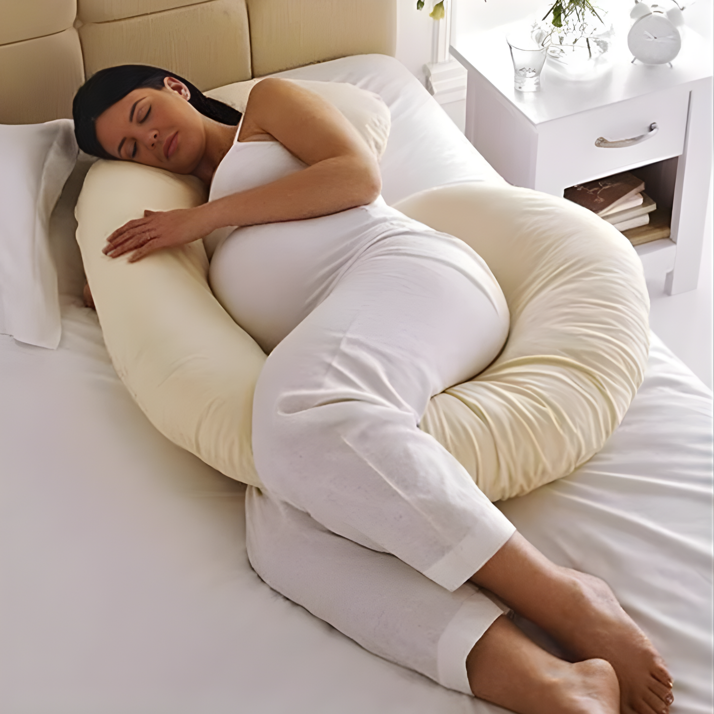 Almohada Maternal Multifuncional en C — Para Embarazo, Lactancia y Nido de Bebé, Funda Lavable