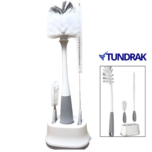 Set Limpiador 3 en 1 para Botellas, Termos y Sorbetes — Con Soporte